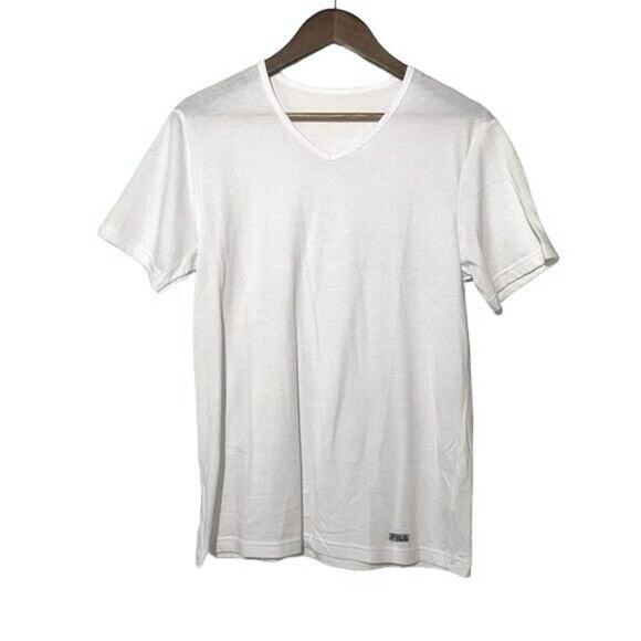 Fila Essentials Shirt Short Sleeve Cotton V-Neck Womens Medium - Picture 1 of 6